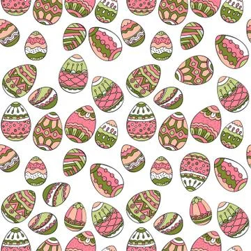 Seamless vector pattern with doodle Easter eggs Stock Illustration