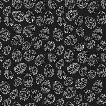 Seamless vector pattern with doodle Easter eggs Stock Illustration