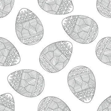 Seamless vector pattern with doodle Easter eggs Stock Illustration