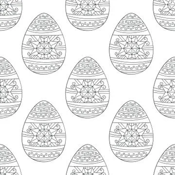 Seamless vector pattern with doodle Easter eggs Stock Illustration