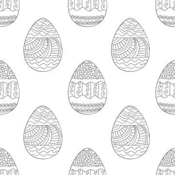 Seamless vector pattern with doodle Easter eggs Stock Illustration