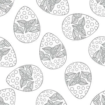 Seamless vector pattern with doodle Easter eggs Illustrazione stock