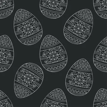 Seamless vector pattern with doodle Easter eggs Stock Illustration