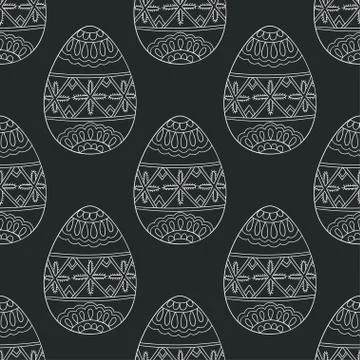 Seamless vector pattern with doodle Easter eggs Stock Illustration