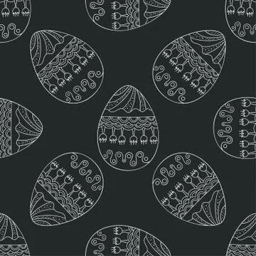 Seamless vector pattern with doodle Easter eggs Stock Illustration