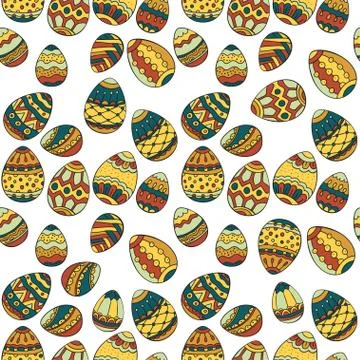 Seamless vector pattern with doodle Easter eggs Stock Illustration