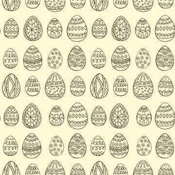 Seamless vector pattern with doodle Easter eggs Illustrazione stock