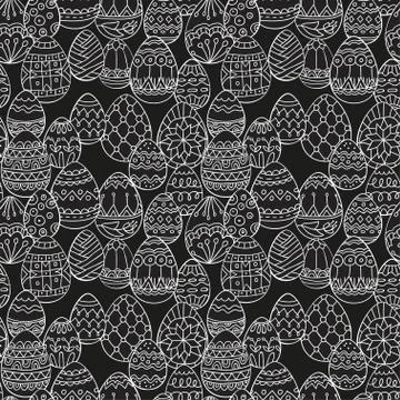 Seamless vector pattern with doodle Easter eggs Stock Illustration