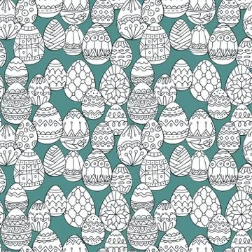 Seamless vector pattern with doodle Easter eggs Stock Illustration