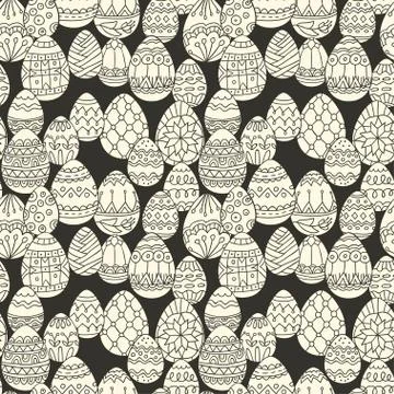 Seamless vector pattern with doodle Easter eggs Stock Illustration
