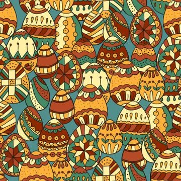 Seamless vector pattern with doodle Easter eggs Illustrazione stock