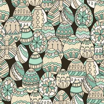 Seamless vector pattern with doodle Easter eggs Stock Illustration