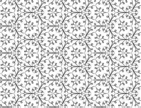 Seamless vector pattern with doodle linear lacy ornament in black and white 스톡 일러스트