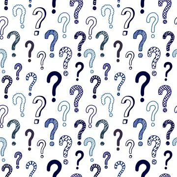 Seamless vector pattern with doodle questions marks. Stock Illustration