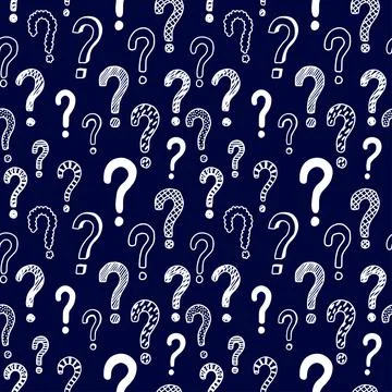 Seamless vector pattern with doodle questions marks. Stock Illustration