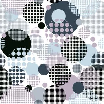Seamless vector pattern with dots in circles isolated on white	 Illustrazione stock