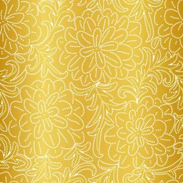 Seamless vector pattern with dotted floral ornament on a golden foil background Illustrazione stock