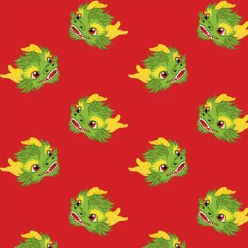 Seamless vector pattern with dragon, the symbol of the year of the Chinese .. Stock Illustration