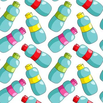 Seamless vector pattern with drawn water bottle 스톡 일러스트