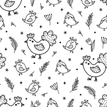 Seamless vector pattern with Easter symbols. Hand drawn illustration 库存插图