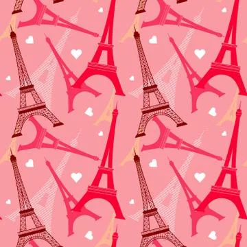 Seamless vector pattern with eiffel tower Illustrazione stock