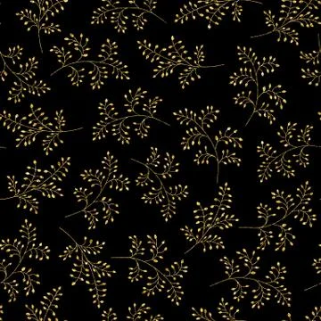Seamless vector pattern. Elegant gold branches. Stock Illustration