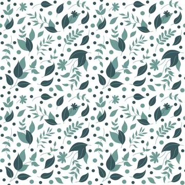 Seamless vector pattern with elegant green leaves. Stock Illustration