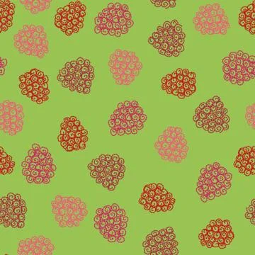 Seamless vector pattern with embroidered raspberries on green background Stock-Illustration
