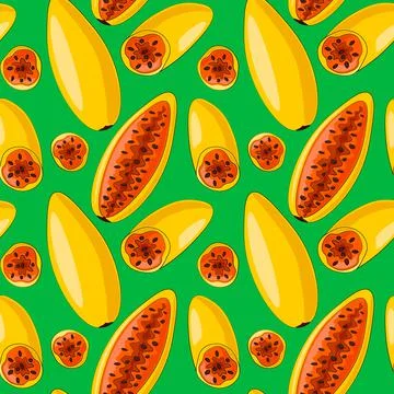 Seamless vector pattern with exotic fruit curuba Stock Illustration