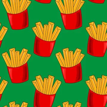Seamless vector pattern with fast french fries Illustrazione stock
