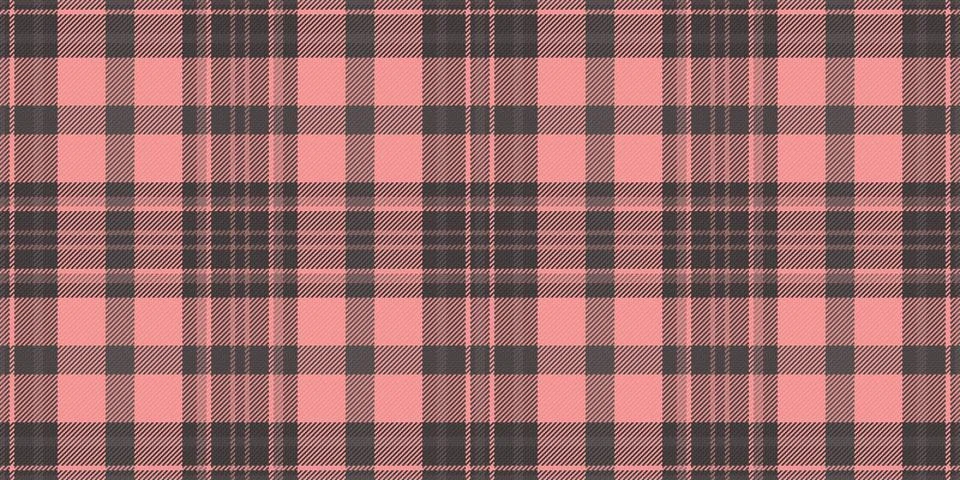 This seamless vector pattern features a classic pink and dark grey plaid desi Stockillustratie
