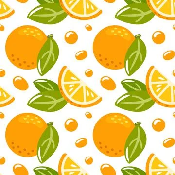 Seamless vector pattern features vibrant oranges set against a fresh, bright Illustrazione stock