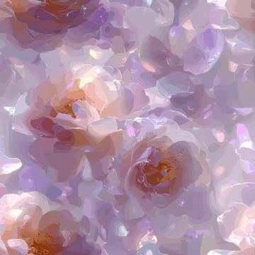 Seamless vector pattern featuring abstract ethereal dreamy flowers with soft Stock Illustration