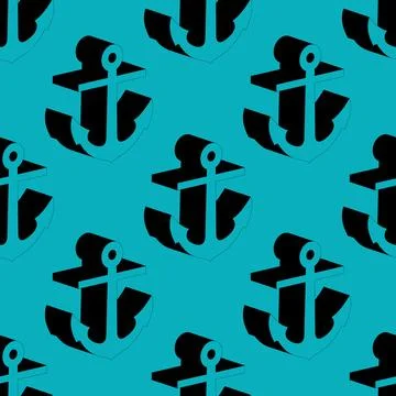 Seamless vector pattern featuring bold black anchor symbols イラスト素材