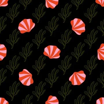 Seamless vector pattern featuring elegant sea shells. Elegant marine motif .. Illustrazione stock