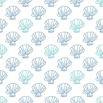 Seamless vector pattern featuring elegant sea shells. Elegant marine motif .. Stock Illustration