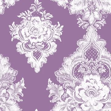 Seamless vector pattern featuring intricate vintage lace ornament in a modern 스톡 일러스트