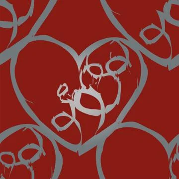 A seamless vector pattern featuring repeating hearts. This romantic texture w Stock Illustration