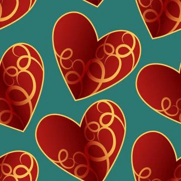 A seamless vector pattern featuring repeating hearts. This romantic texture w Stock Illustration
