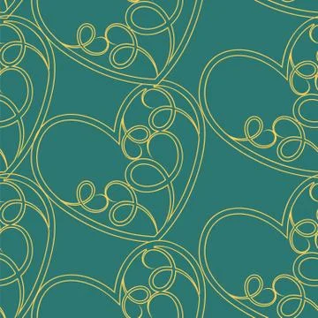 A seamless vector pattern featuring repeating hearts. This romantic texture w Stock Illustration