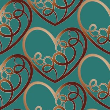 A seamless vector pattern featuring repeating hearts. This romantic texture w Stock Illustration