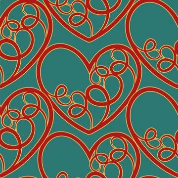 A seamless vector pattern featuring repeating hearts. This romantic texture w Stock Illustration