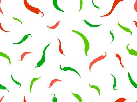 Seamless vector pattern featuring spicy capsicum silhouettes. Repeating red.. Stock Illustration