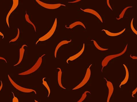 Seamless vector pattern featuring spicy capsicum silhouettes. Repeating red.. Stock Illustration