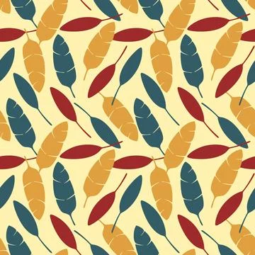 Seamless vector pattern featuring stylized tropical leaves Stock Illustration