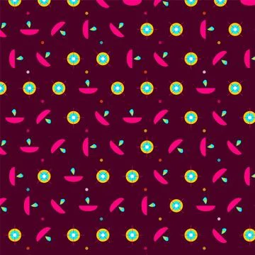 Seamless vector pattern featuring traditional festive oil lamps and glowing.. Stock Illustration