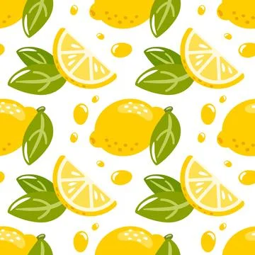 A seamless vector pattern featuring vibrant lemons and a bright background. T Illustrazione stock