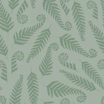 Seamless vector pattern, fern silhouette, great for textile, packaging, wrapping Stock Illustration
