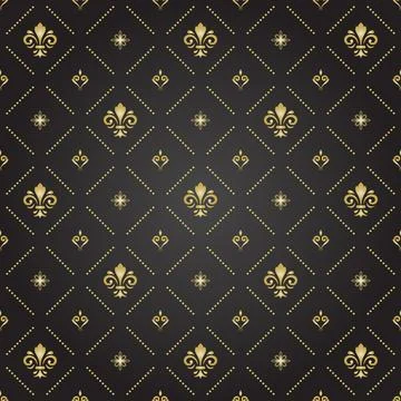 Seamless Vector Pattern With Few Royal Lilies 스톡 일러스트