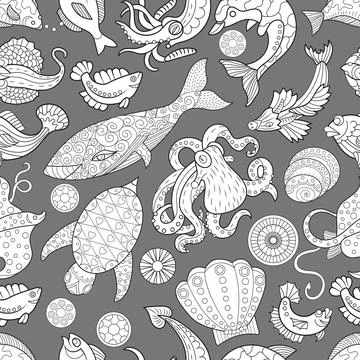 Seamless vector pattern with fish Illustrazione stock